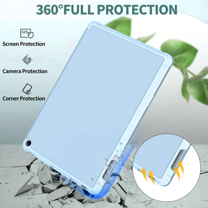 Fire HD 10 Tablet Case (13th Gen, 2023), DJ&RPPQ Dual Angle Lightweight Trifold Stand with Soft TPU Back Case for Fire HD 10 Kids & Kids Pro Tablet, Auto Wake/Sleep,Not fit 10in Sony Nokia-Sky Blue
