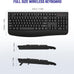 QUASIO Wireless Keyboard, 2.4G Full-Sized Ergonomic Wireless Computer Keyboard with Wrist Rest for Windows, Mac OS Laptop/PC/Desktop/Notebook(Black)