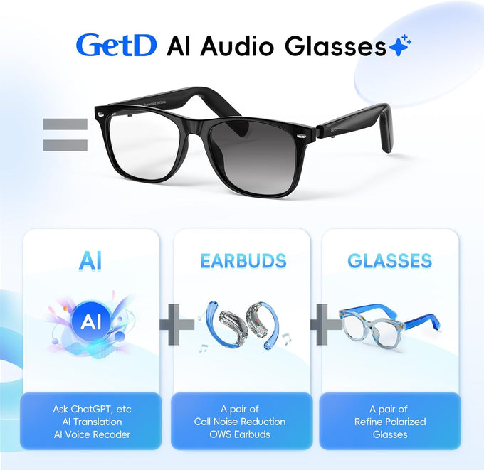 GetD AI Glasses, Smart Glasses Powered by ChatGPT, Real-Time AI Translation