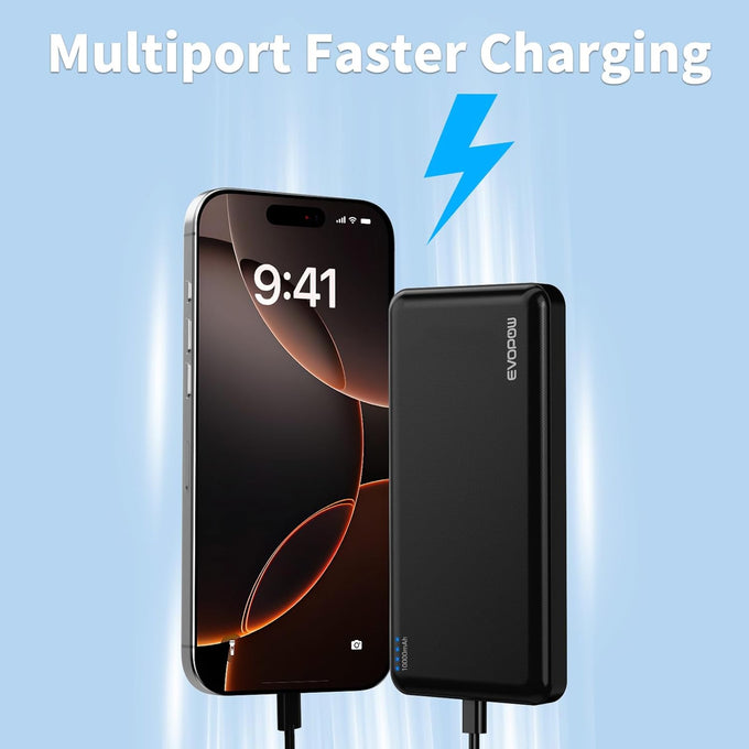 2 Pack Portable Charger, 10000mAh Power Bank, Travel Battery Pack