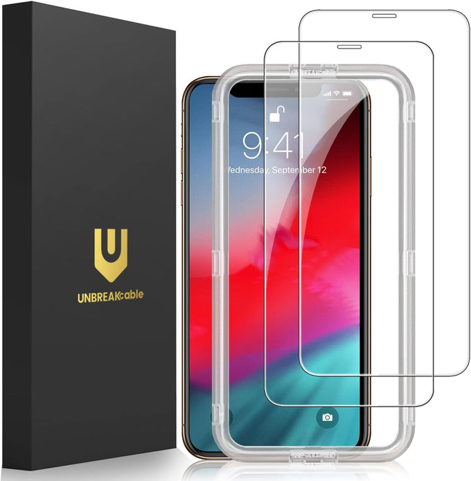 UNBREAKcable 2-Pack Screen Protector for iPhone 15, Double Shatterproof Tempered Glass [Easy Installation Frame] [9H Hardness] [99.99% HD Clear] [Case Friendly] for Apple iPhone 15 6.1 inch