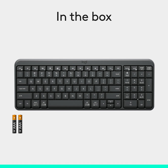 Logitech K250 Compact Wireless Bluetooth Keyboard with Number Pad, Graphite