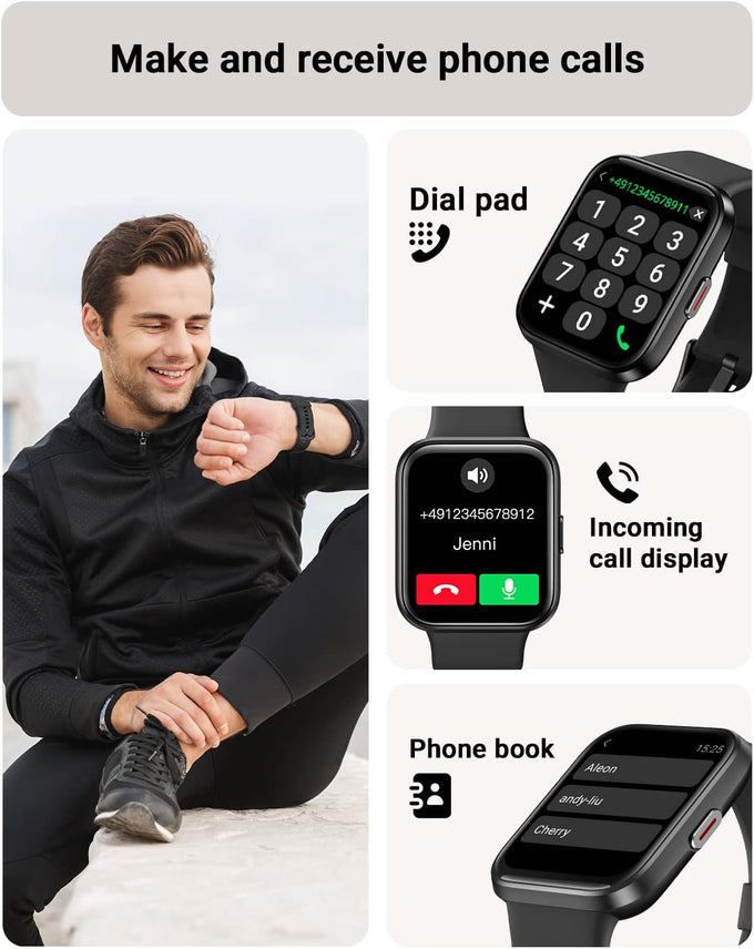 Tensky Smart Watch for Men/Women Android/iPhone/Samsung, Alexa Built-in, 1.8" Touch Screen Fitness Tracker with Answer/Make Calls, 3ATM Waterproof Heart Rate/Sleep/SpO2 Monitor, 120+ Sport Modes