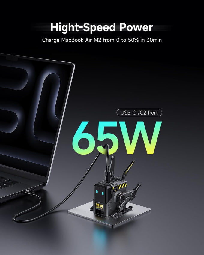 GravaStar 65W GaN Robot USB-C Charger with 3 Ports