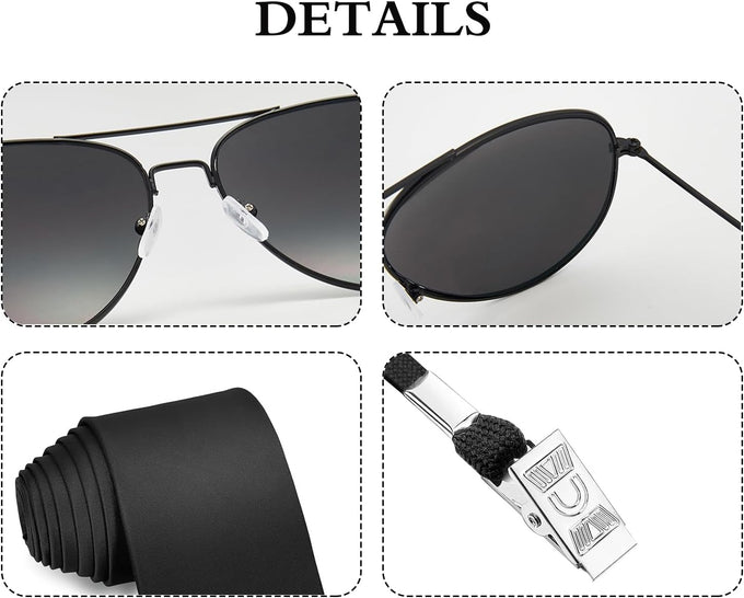 4 Pcs Agent Costume Accessories Spy Secret Agent Security Guard Costume Accessory Earpiece Glasses Halloween Cosplay Party