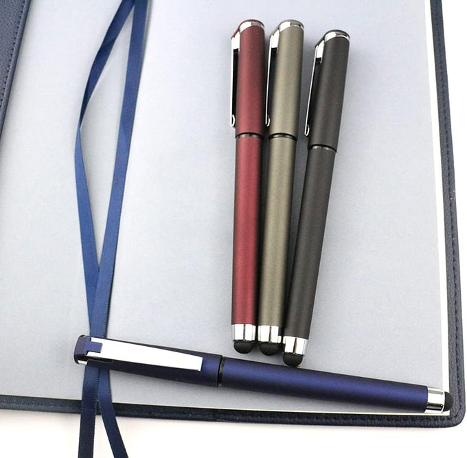 Black Gel Ink Rollerball Pens 0.7mm Gel Pens 2-in-1 Stylus Pens Medium Point Pen for Office, Black Ink (18 Pack-Blue)