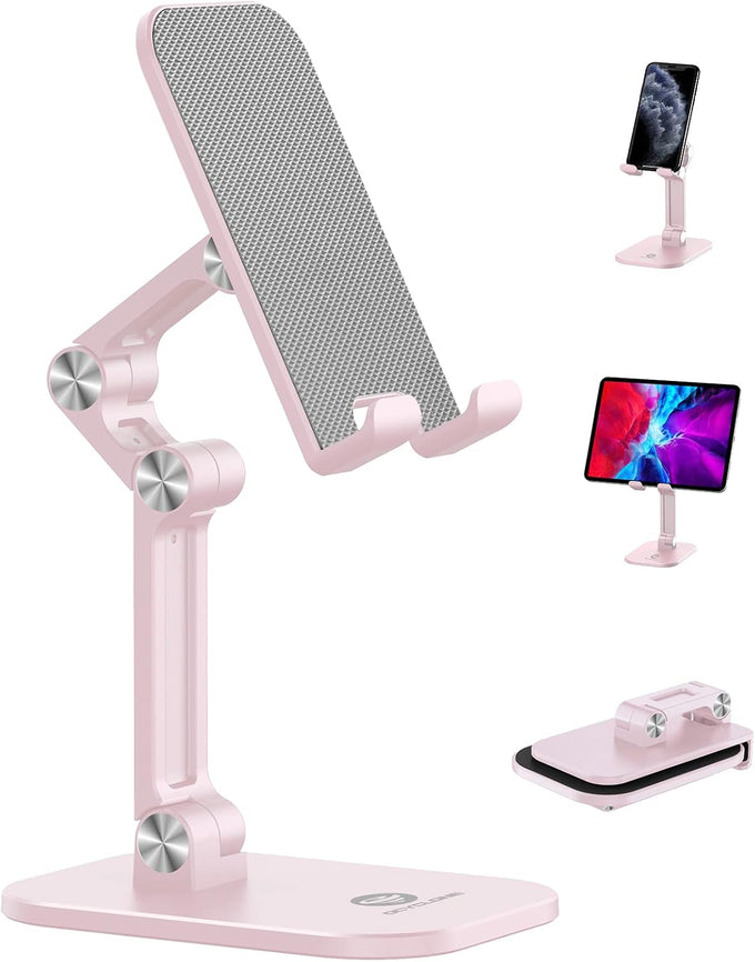 OCYCLONE Phone Stand for Desk, Foldable Cell Phone Stand Holder, Black