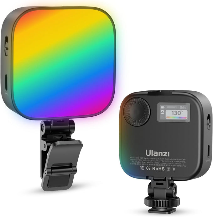ULANZI VL49 RGB Video Lights LED Camera Light with 3 Cold Shoe & 1/4 Screw