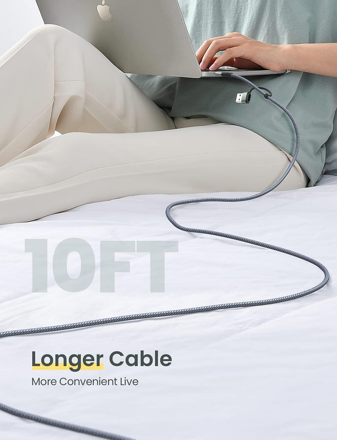 AINOPE 60W 10FT USB C Cable Fast Charging with USB Adapter