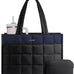 LOVEVOOK Tote Bag for Women, Puffer Work Handbag 15.6 Inch Laptop Purse for Nurse Teacher, Large Quilted Travel Tote Shoulder Bag with Zipper for College Office Clinical Gym, Black