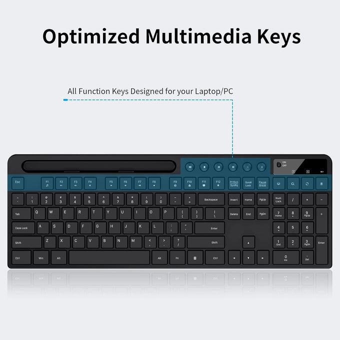 MARVO Wirelss Keyboard and Mouse Combo with Phone Holder, Full-Size, Black