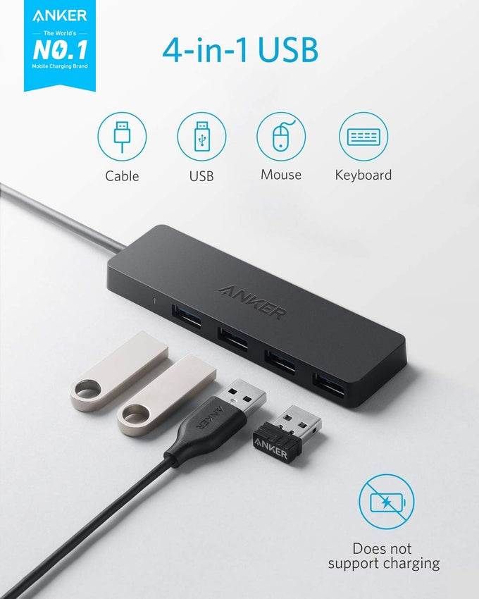 Anker USB Hub, 4-in-1 USB Splitter, 4 USB-A Ports with 5Gbps Data Transfer