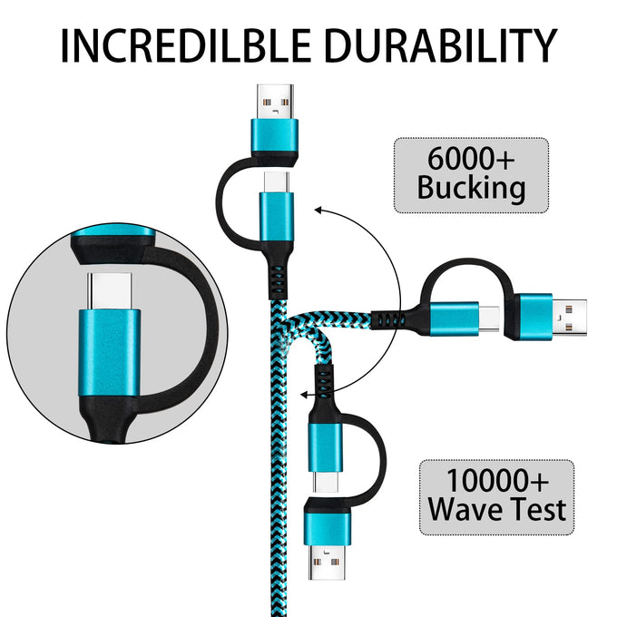 USB C to C Cable, 3 Pack 6ft Fast Charging Cord, 2-in-1 USB-A/C to C Cable