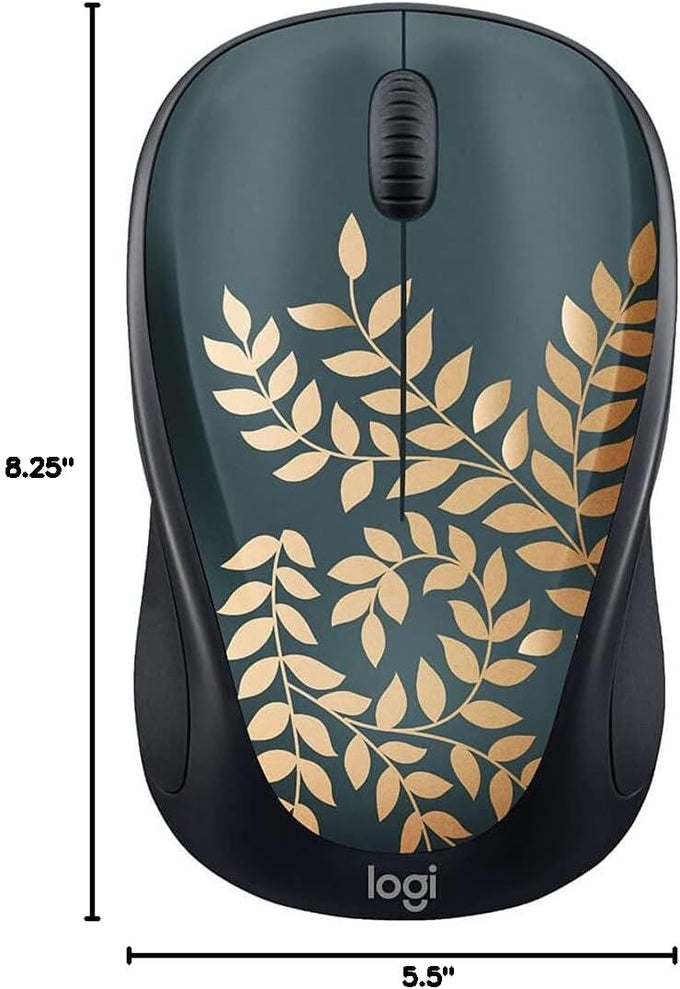 Logitech - Design Collection Limited Edition Wireless Compact Mouse with Colorful Designs - Golden Garden