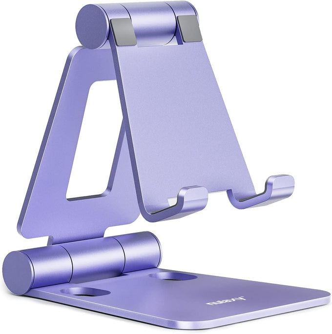 Nulaxy Full Aluminum Dual Folding Cell Phone Stand for Desk, Gray