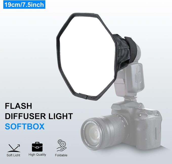 Flash Diffuser Light, TzezFoz Portable Camera Flash Softbox 8inch Mini Soft Flash Light Diffuser for Speedlight Macro Jewelry Insect Photography Accessories
