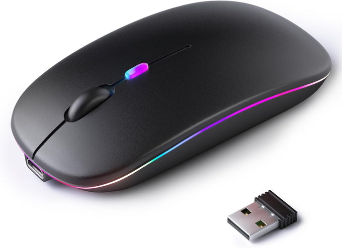 KANMABPC Wireless Bluetooth Mouse, Silent Dual Mode Mouse(Black)