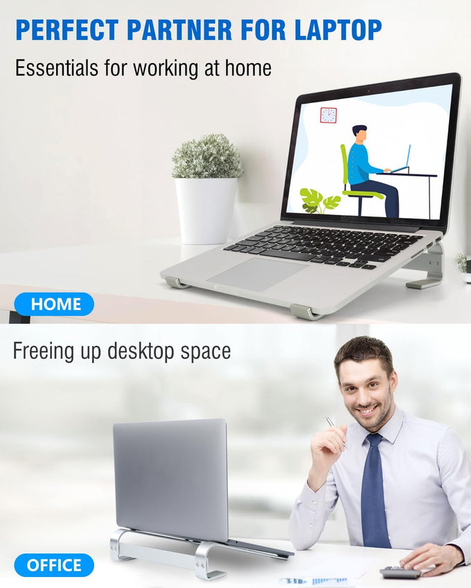 Laptop Stand for Desk, Ventilated Aluminum Laptop Riser, Silver