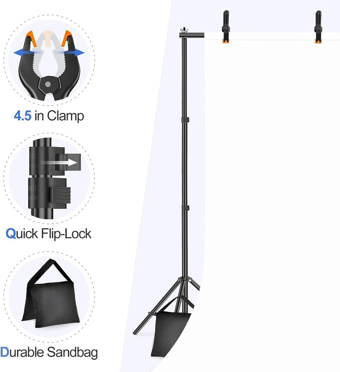 EMART Backdrop Stand 10x7FT Adjustable Back Drop Stand for Party Photoshoot