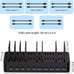 100W Charging Station for Multiple Devices, 10-Port USB Fast Charger, Black