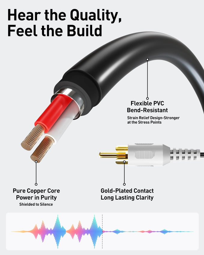 VCE 3.5mm to RCA Splitter, Gold Plated Male Stereo Audio Y Cable, 2-Pack
