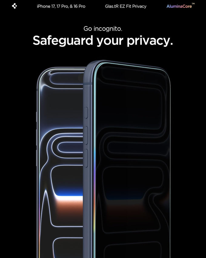 Spigen GlasTR EZ FIT Privacy Screen Protector for iPhone 17 Pro, 17, 16 Pro