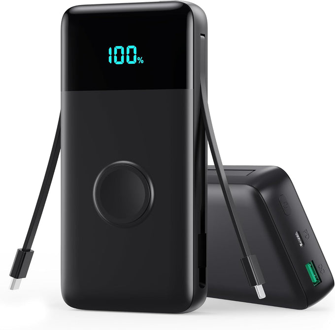 Portable Charger 50800mAh Power Bank with 3 Built in Cables,25W PD QC4.0 Fast Charging USB C Battery Pack,6 Outputs 2 Inputs Travel Essentials Portable Phone Charger for iPhone 17/16/15,Google,Android
