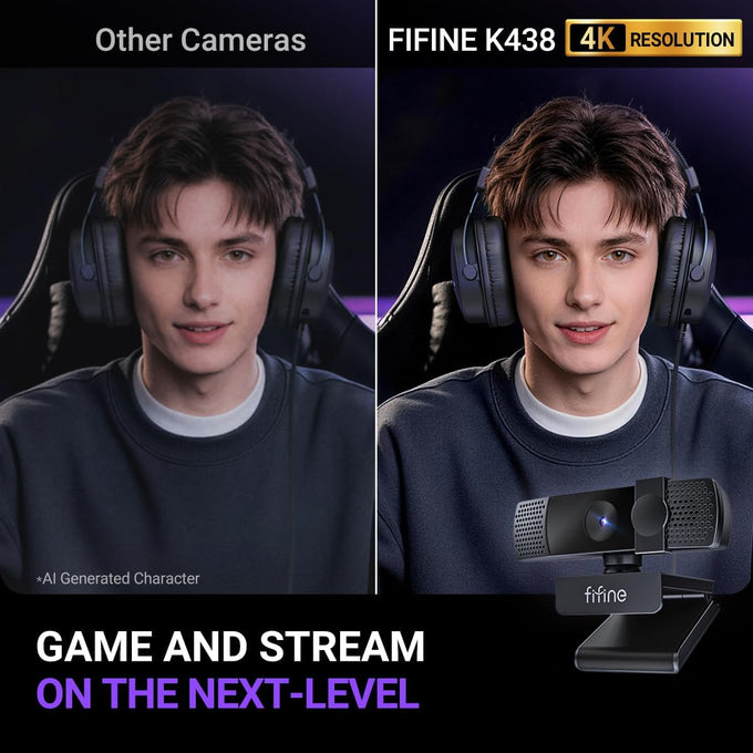 FIFINE K438 4K Resolution Webcam with Built in Microphone for Streaming