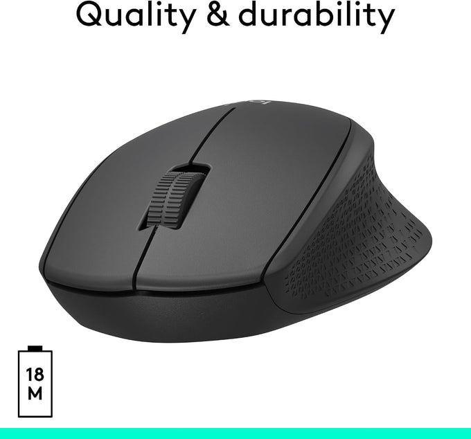 Logitech M330 Silent Plus Full Size 2.4 GHz Wireless Mouse - Black