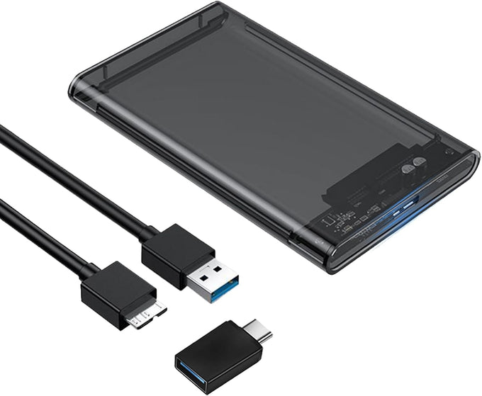 External Hard Drive Enclosure , SATA to USB 3.0 2.5 inch SSD HDD 7mm 9.5mm Clear Hard Drive Case Supports UASP SATA (Clear)