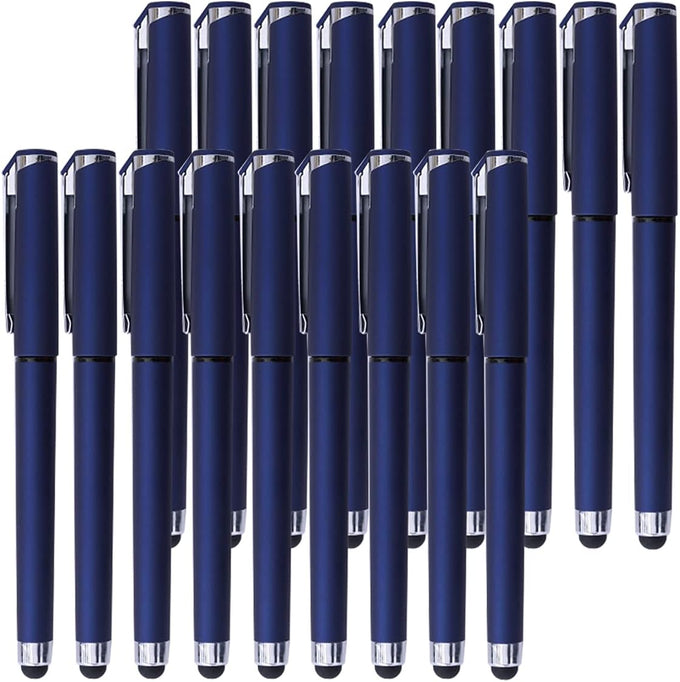 Black Gel Ink Rollerball Pens 0.7mm Gel Pens 2-in-1 Stylus Pens Medium Point Pen for Office, Black Ink (18 Pack-Blue)