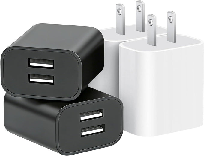 USB Wall Charger,4 Pack Dual Port Plug Adapter,Wall Outlet Charging Block