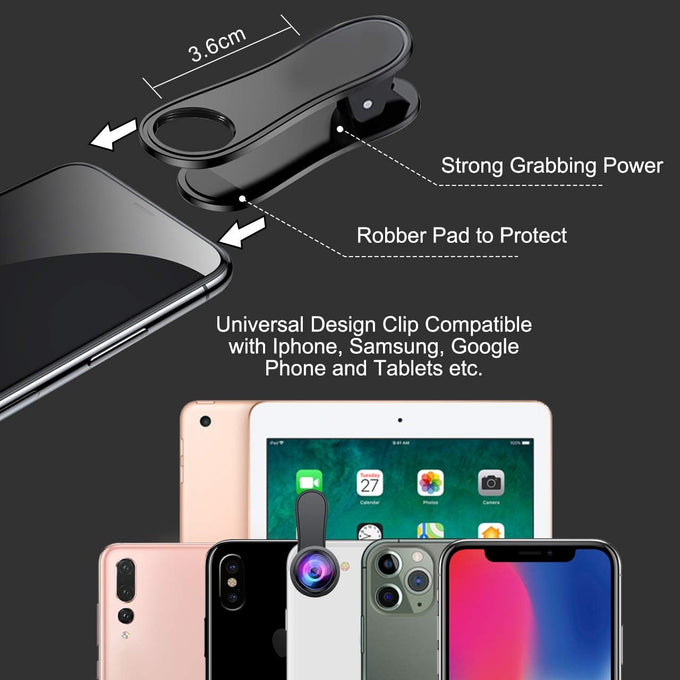 KEYWING 3in1 Phone Camera Lens Kit Fisheye+Wide Angle+Macro Lens for iPhone