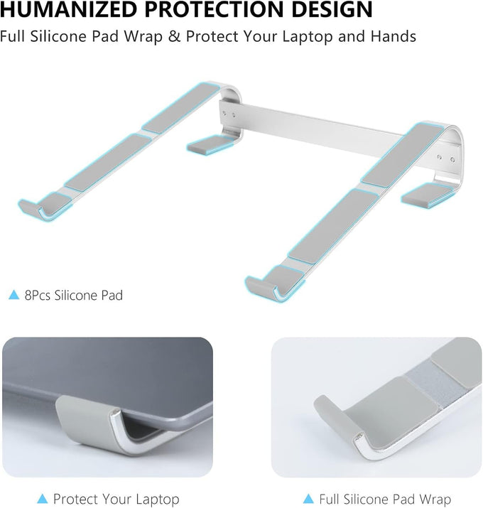 Laptop Stand for Desk, Ventilated Aluminum Laptop Riser, Silver