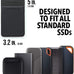 Slipdrive - Portable Hard Drive Sleeve for Laptop - SSD Solid State Drive - Reusable Adhesive - Stick on External Hard Drive Carrying Case - Pocket Pouch (Small, Black)