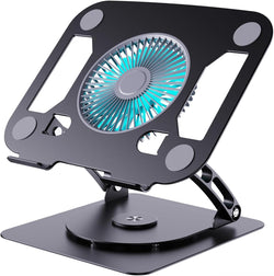 SHUWEI Laptop Stand with Fan, Height/Angle Adj fits 16" Laptop, Black