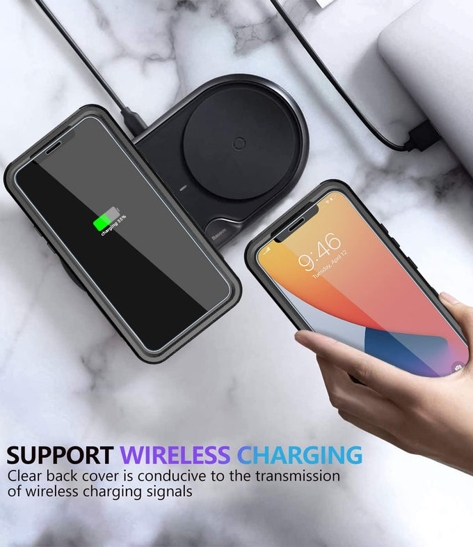 Diverbox for iPhone 11 Case [Shockproof] [Dropproof] [Tempered Glass Screen Protector],Heavy Duty Protection Phone Case Cover for Apple iPhone 11 (Black-3in1)