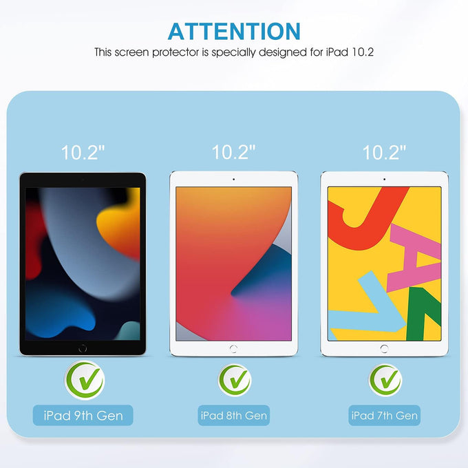 SPARIN 3 Pack Screen Protector for iPad 9th 8th 7th Generation 10.2 inch