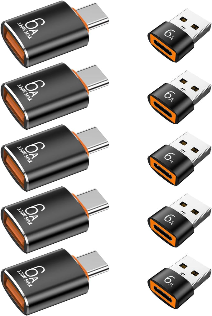 10-Pack 10Gbps/120W USB C to USB Adapter & C Male to 3.1 Female Adapter