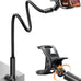 SAIJI Gooseneck Bed Phone Holder, Flexible Long Arm Phone Mount for Desk, Clip Bracket Clamp Stand, iPhone Stand, Mobile Cell Phone Stand Document Camera Nintendo Switch (Black)