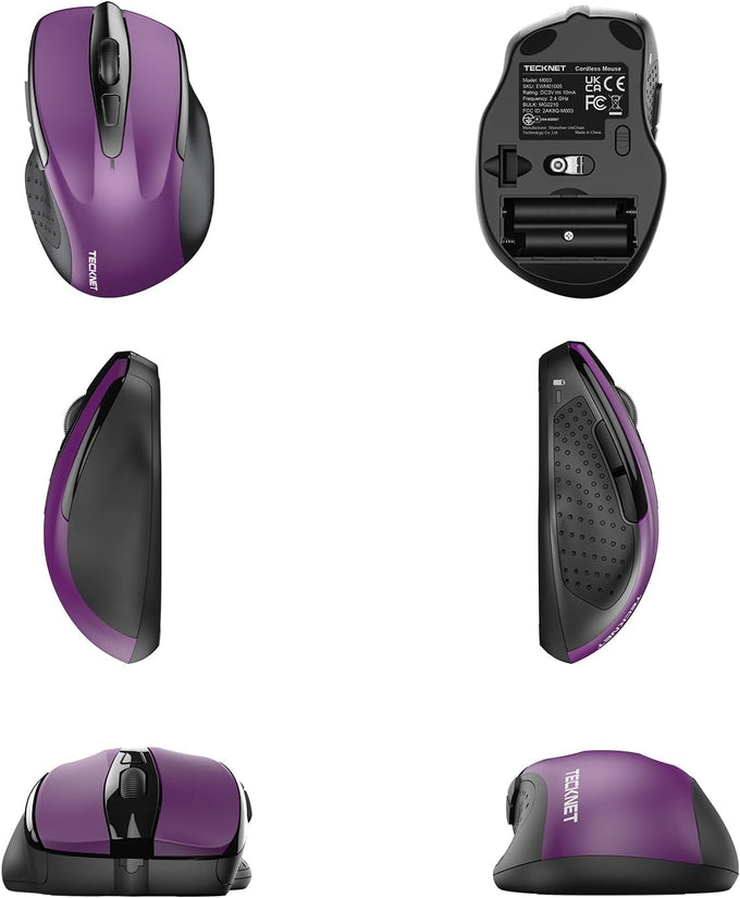 TECKNET Wireless Mouse, 2.4G Ergonomic Computer Mouse, 2600 DPI, Purple