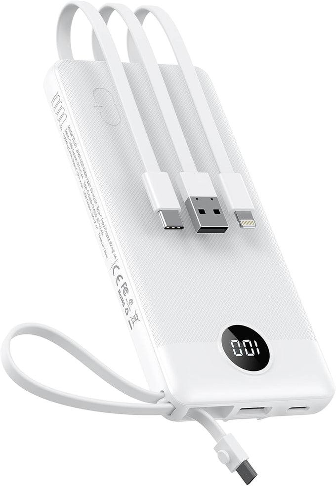 VEEKTOMX 10000mAh Portable Charger with 4 Built-in Cables