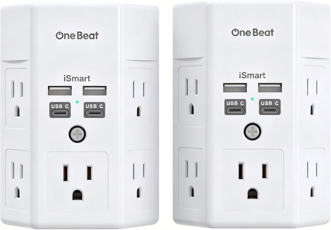 One Beat Surge Protector Wall Outlet Extender,3-Sided Outlet Splitter 1680J