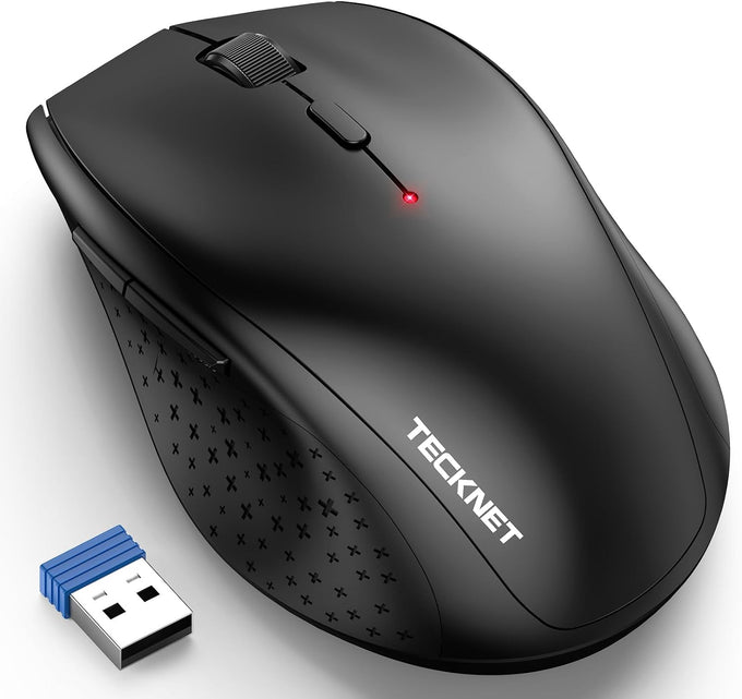 TECKNET 2.4G Wireless Mouse, 4800 DPI Ergonomic Computer Mouse, USB, Grey