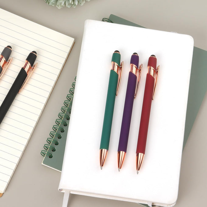 6 Pack Ballpoint Pen 2-in-1 Pen with Stylus tip, 1.0 mm Black Ink