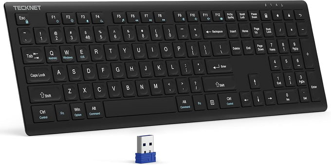 TECKNET Wireless Keyboard Rechargeable 2.4G Ultra-Slim, Comfortable Typing