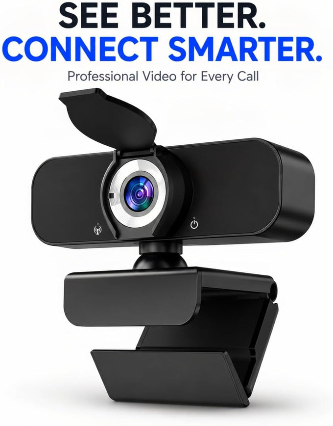 1080P Webcam for PC with Microphone, Privacy Cover & Tripod