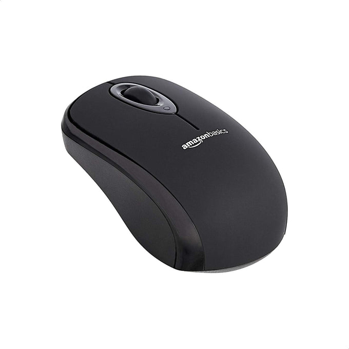 Amazon Basics 2.4 GHz Wireless Optical Computer Mouse with USB Nano Receiver, Portable, No Wires, Smooth Tracking, Multi-Device Compatibility, Black
