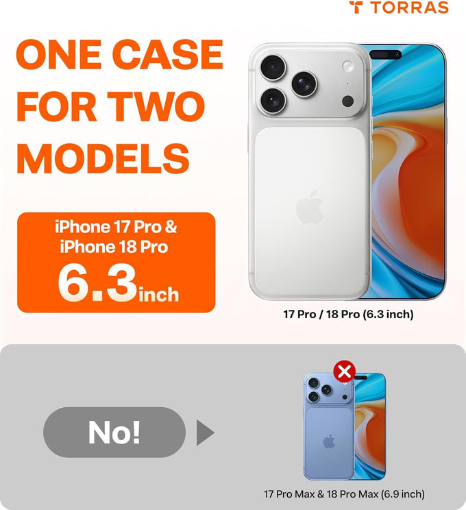 TORRAS for iPhone 17 Pro/ 18 Pro Case Clear, Upgraded Anti-Yellowing, 6.3"