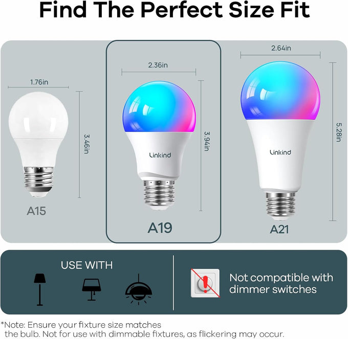 Linkind Matter Smart Light Bulbs, Works with Apple Home, Alexa, Google Home